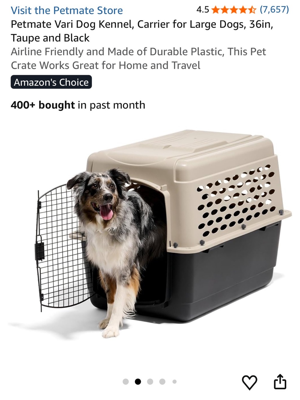 NEW Petmate Vari Dog Kennel , Hard Sided Carrier for Large Dogs